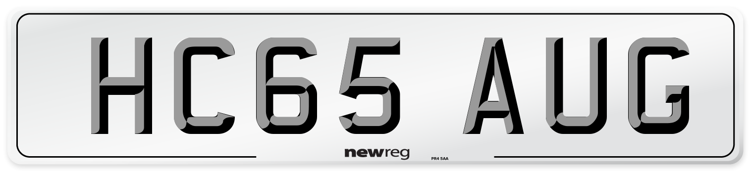HC65 AUG Number Plate from New Reg